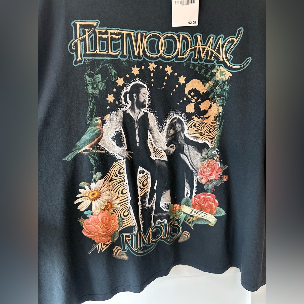 NWT Daydreamer Fleetwood Mac Rumours Graphic Tee Vintage Black T-Shirt One Size - Picture 8 of 15